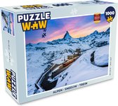 Puzzel Alpen - Sneeuw - Trein - Legpuzzel - Puzzel 1000 stukjes volwassenen