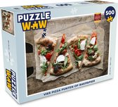 Puzzel Vier pizza punten op bakpapier - Legpuzzel - Puzzel 500 stukjes