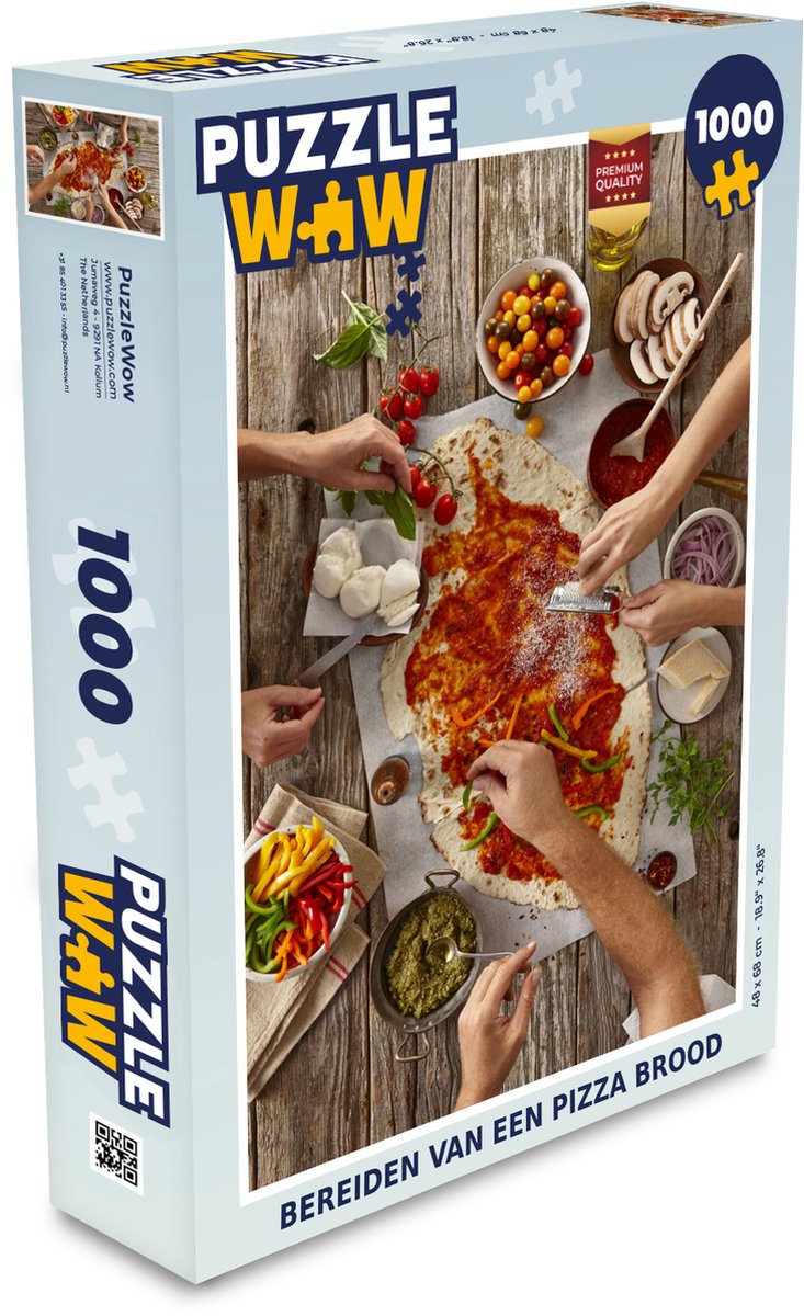 Puzzel Bereiden van een pizza brood - Legpuzzel - Puzzel 1000 stukjes volwassenen