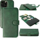 HB Hoesje Geschikt voor Apple iPhone 12 & 12 Pro Groen - 2 in 1 Luxe Kunstlederen Portemonnee Book Case met Extra Vakken