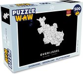 Puzzel Overijssel - Nederland - Plattegrond - Legpuzzel - Puzzel 500 stukjes - Stadskaart