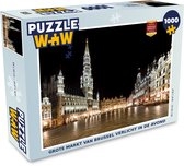 Puzzel Grote Markt van Brussel verlicht in de avond - Legpuzzel - Puzzel 1000 stukjes volwassenen