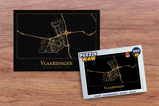 Puzzle Map - Vlaardingen - Zwart - Or - Puzzle - Puzzle 500 pièces