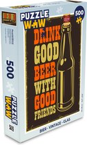 Puzzel Quotes - Vintage - 'Drink good beer with good friends' - Spreuken - Legpuzzel - Puzzel 500 stukjes