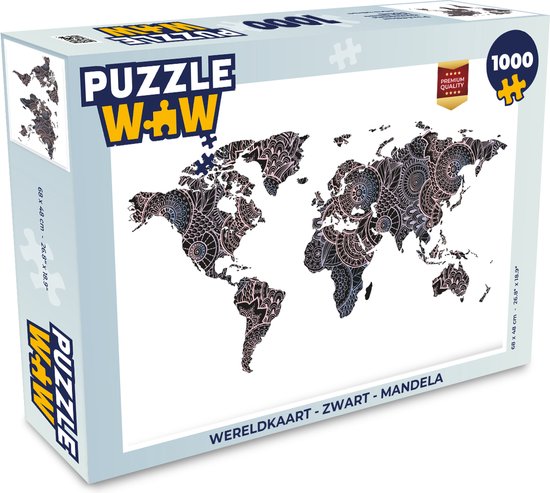 Puzzel Wereldkaart - Zwart - Mandela - Legpuzzel - Puzzel 1000 stukjes  volwassenen -... | bol.com