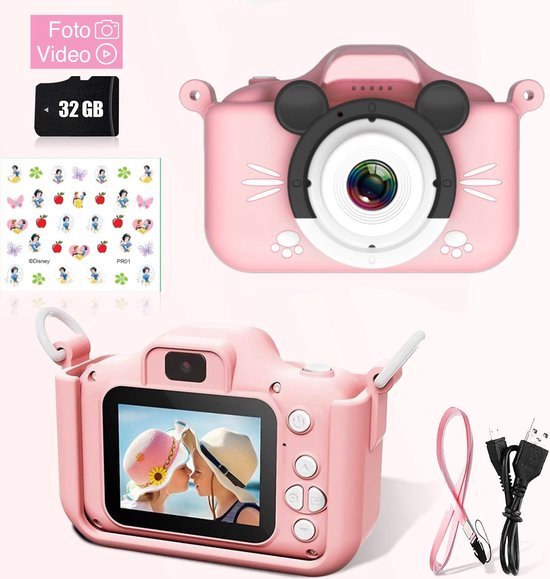 Maccy - Kindercamera Micro SD Kaart - Selfie Camera - Magische Filters -... | bol.com