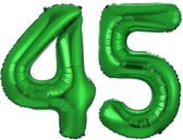 Ballon Feuille Numéro 45 Ans Vert Anniversaire Décoration Hélium Numéro Ballons Décoration De Fête Avec Paille - 86cm