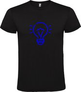 Zwart T shirt met print van " Light bulb / gloeilamp " print Blauw size 5XL