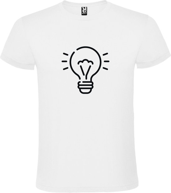 Wit T shirt met print van " Light bulb / gloeilamp " print Zwart size 4XL