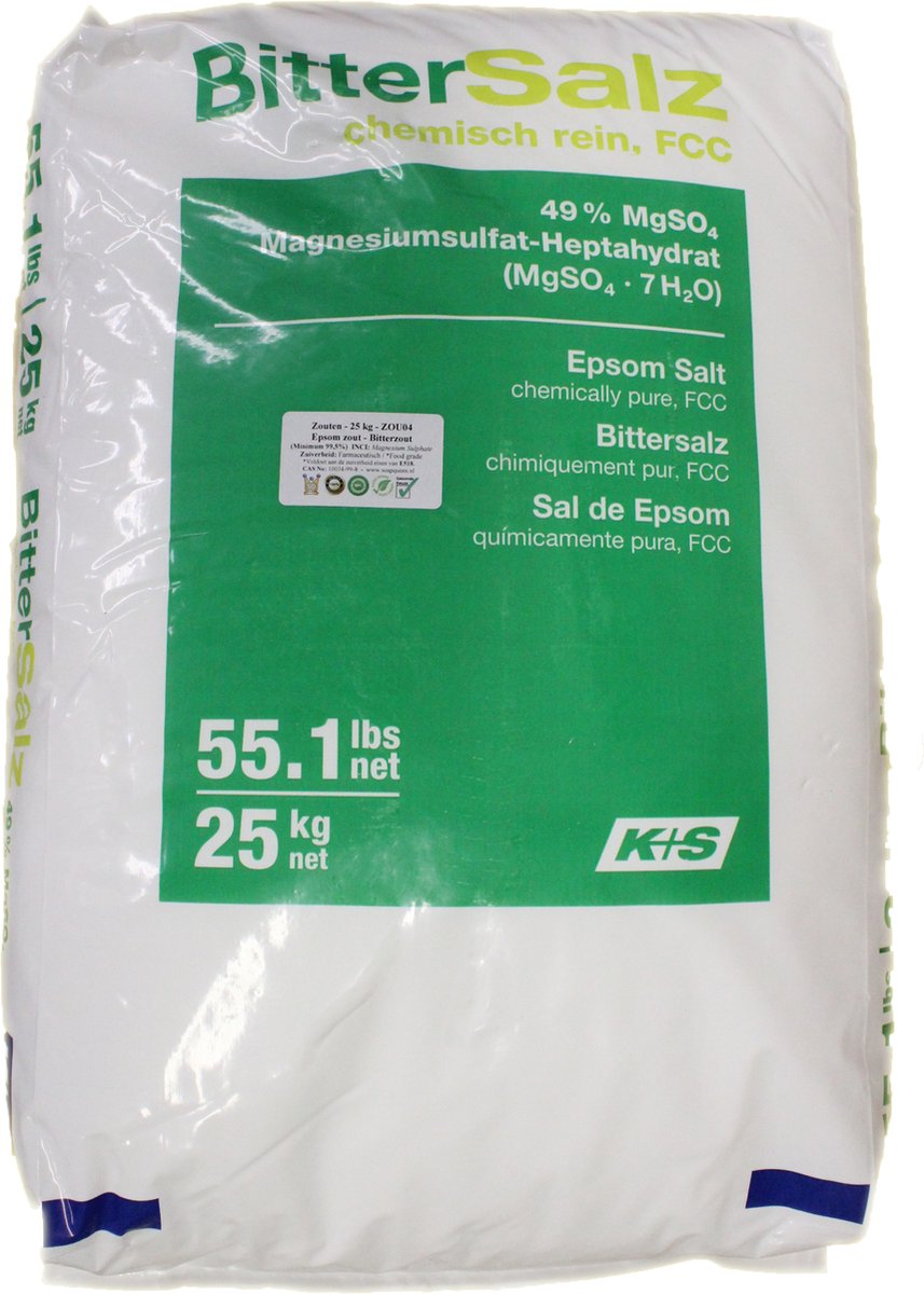 Epsom zout - magnesiumsulfaat - Bitterzout - (farmaceutisch) - ZOU04