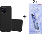 Hoesje Geschikt voor: Oppo Find X5 Silicone - Zwart + 2X Tempered Glass Screenprotector - ZT Accessoires