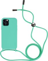 RNZV - Iphone 13 Siliconen telefoonhoesje met koord - blauw