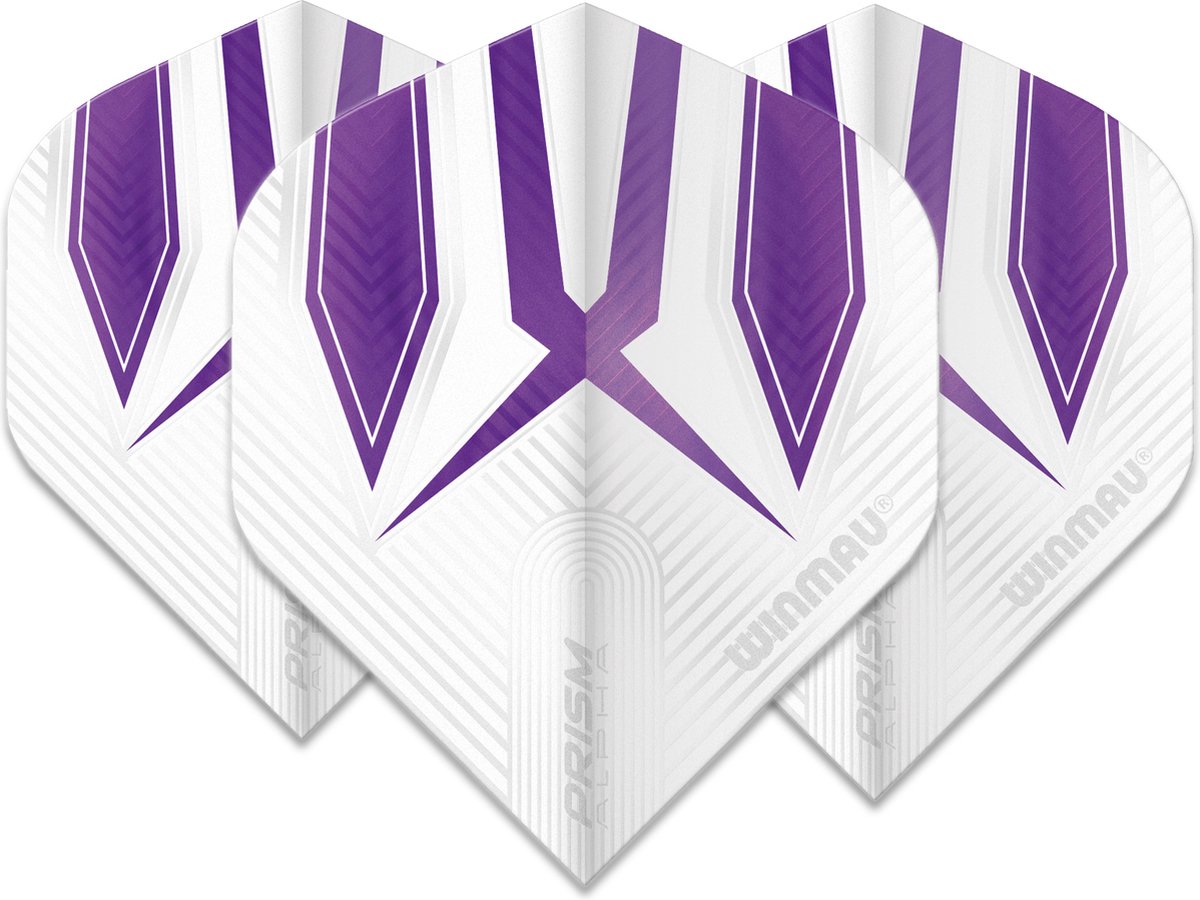 WINMAU - Prism Alpha Wit en Purper Dartvluchten - 1 set per pakket (3 vluchten in totaal)