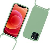 Iphone 12 MINI Siliconen telefoonhoesje met koord - groen