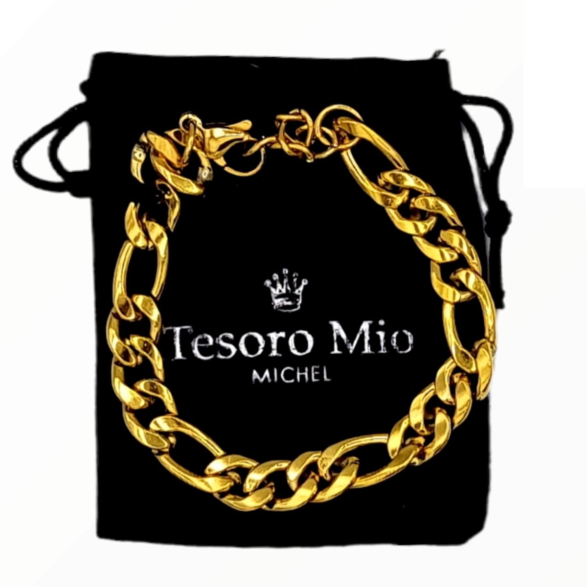 Tesoro Mio Michel – Edelstaal Armband  - Figaro Schakelarmband – L17 + 3 cm, B 0.8 CM