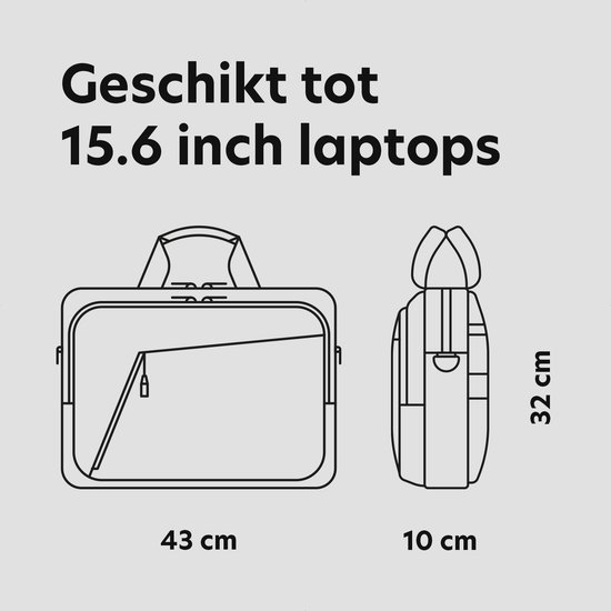 Sacoche pour ordinateur portable 15,6 pouces - Sacoche pour ordinateur portable Sac à bandoulière dames et hommes - Hydrofuge - 18L - anthracite