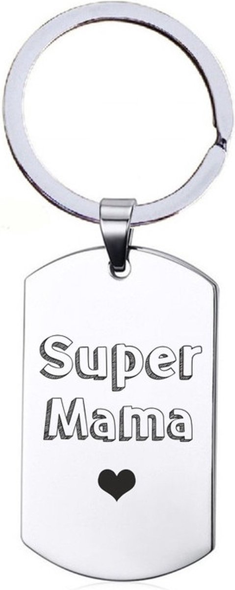 Sleutelhanger RVS - Super Mama