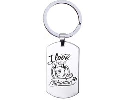 Sleutelhanger RVS - I Love My Chihuahua