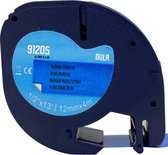 DULA - Dymo LetraTag 91205 - S0721650 - Label Tape - Zwart op Blauw plastic - 12mm x 4m - 1 Stuk