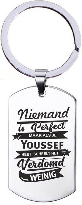 Niemand Is Perfect - Youssef - RVS Sleutelhanger