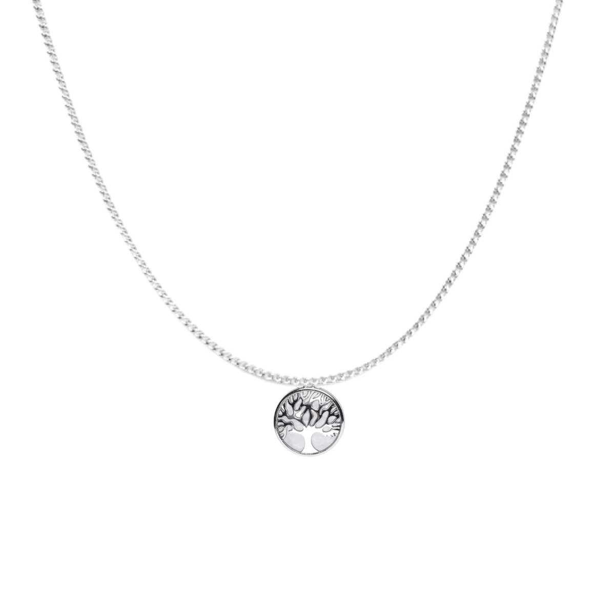 Edelsteen hanger + zilveren ketting - Levensboom bergkristal - Edelstenen sieraden - Trommelstenen