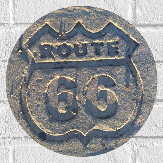 WallClassics - Muursticker Cirkel - Route 66 Steen - 30x30 cm Foto op Muursticker