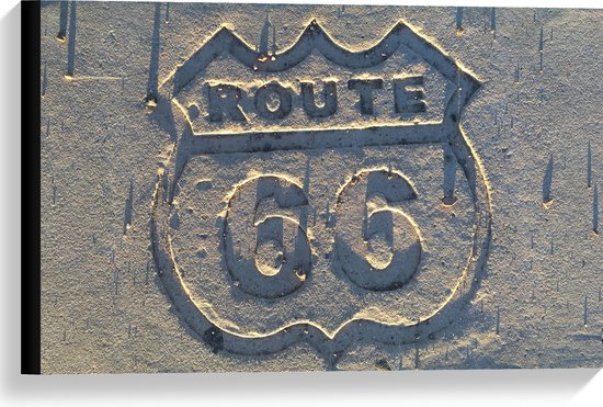 WallClassics - Canvas  - Route 66 Steen - 60x40 cm Foto op Canvas Schilderij (Wanddecoratie op Canvas)