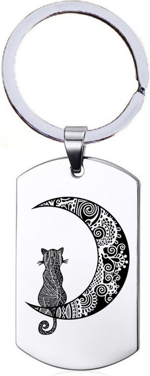 Sleutelhanger RVS - Kat Maan