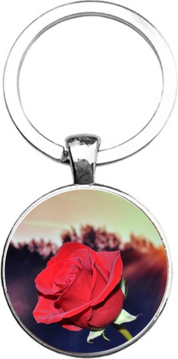 Sleutelhanger Glas - Roos