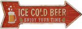 Wandbord - Ice Cold Beer R - Metalen wandbord - Mancave - Mancave decoratie - Darts - Metalen borden - Metal sign - Bar decoratie - Tekst bord - Wandborden – Bar - Wand Decoratie - Metalen bord - U