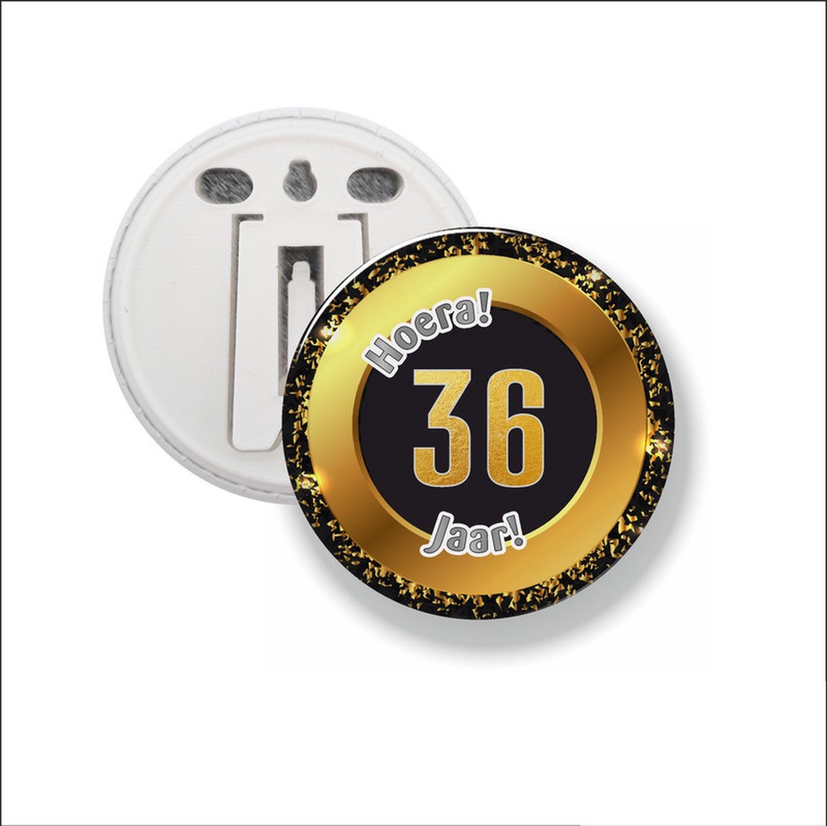Button Met Clip 58 MM - Hoera 36 Jaar