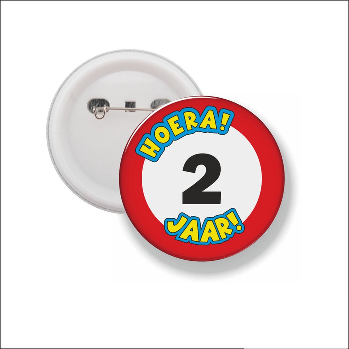 Button Met Speld 58 MM - Hoera 2 Jaar
