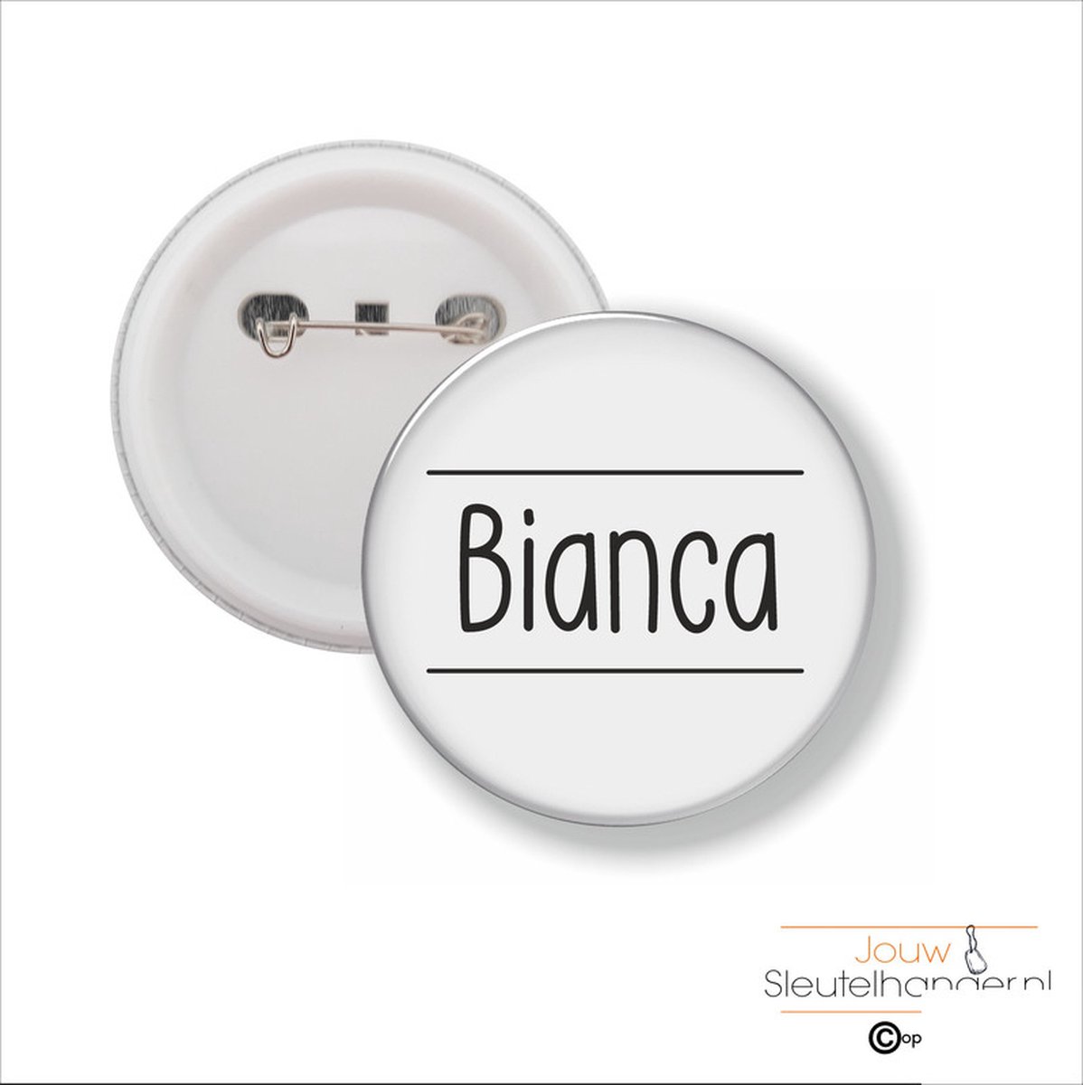 Button Met Speld 58 MM - Bianca