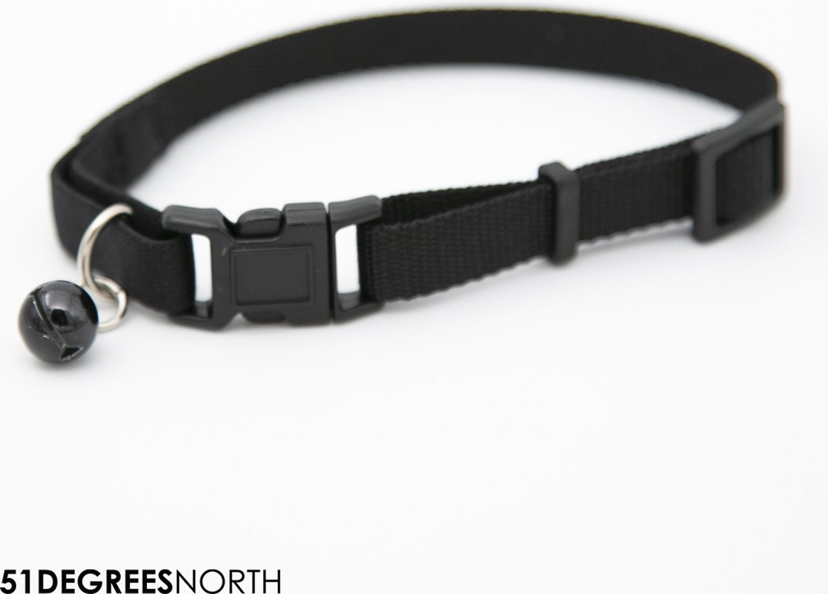 51 Degrees North - Wanderful - Cat Collar - Nylon - Flat - Black - 23-36cmx10mm
