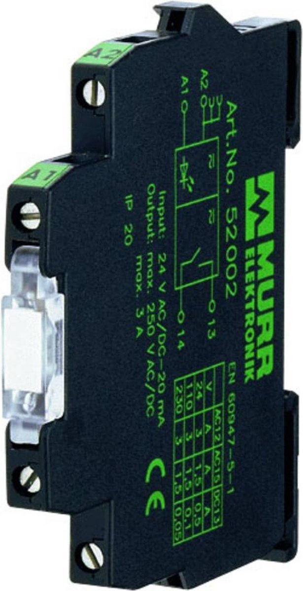 Murr Elektronik 52015 Industrieel relais Nominale spanning: 24 V/DC Schakelstroom (max.): 6 A 1x NO 1 stuk(s)