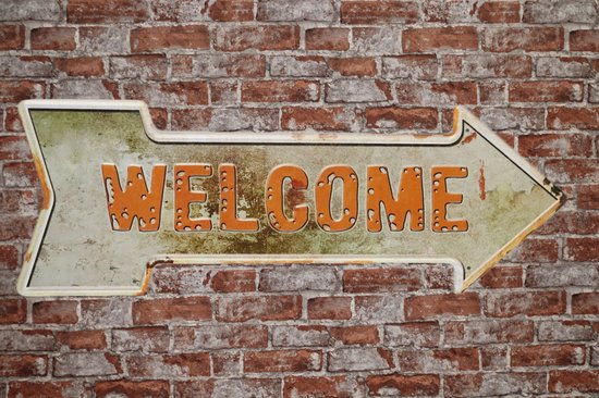 Wandbord - Welcome R - Metalen wandbord - Mancave - Mancave decoratie - Darts - Metalen borden - Metal sign - Bar decoratie - Tekst bord - Wandborden – Bar - Wand Decoratie - Metalen bord - UV best