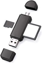 SD Card Reader USB Micro SD Kaartlezer USB OTG 4-in-1 - Geschikt voor Telefoon, PC en Tablet