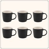 OTIX Koffiekopjes - Set van 6 - Cappuccino kopjes - Zwart - 280 ml - Keramiek