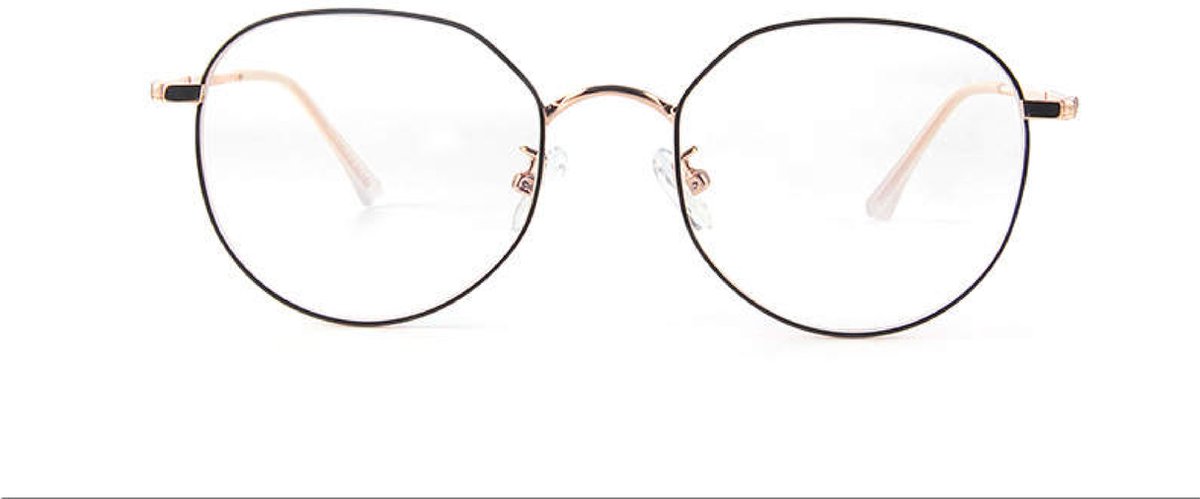 Oculaire Premium | Týr | Goud/Zwart | Veraf-bril | -2,00 | Rond | Inclusief brillenkoker en microvezel doek | Geen Leesbril! |