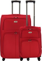 SB Travelbags 2 delig bagage stoffen kofferset 4 wielen trolley - Rood - 75cm/55cm