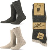 GoWith-4 paar-wollen sokken-alpaca sokken-huissokken-warme sokken-wintersokken-thermosokken-beige-bruin-maat 43-46