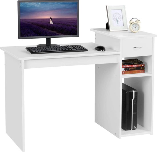 CubiCubi Computerbureau, 90 cm, thuiskantoor, bureau met lade, opslag