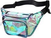 KIMU Transparante Iridescent Heuptas Rechthoekig Voorvakje Holografisch Fanny Pack Festival