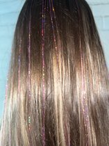Hair Tinsels - GlitterHaar - Festival Glitter Haar Extensions - 100 Hairtinsels - Inclusief Tutorial en filmpjes - Veel Kleuren - Hardroze