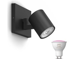 Philips Hue Runner Opbouwspot (Zwart) - Wit en Gekleurd Licht - Wandspot of Plafondspot met 1…