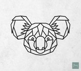 Laserfabrique Wanddecoratie - Geometrische Koala - XS - Brievenbusformaat - Zwart - Geometrische dieren en vormen - Houten dieren - Muurdecoratie - Line art - Wall art