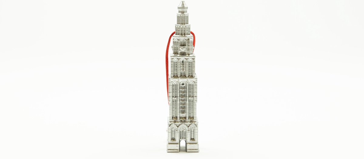 Kersthanger Martinitoren Groningen 3D geprint - Zilver