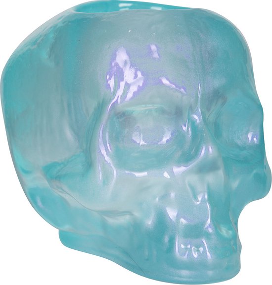 Kosta Boda Still Life Waxinehouder schedel lichtblauw - 115mm