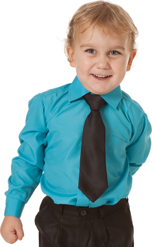 Chemise enfant manches longues turquoise-104