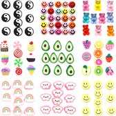 Principessa Poly Party Mix – Popular: Smileys, Avocados, Yin Yang, Snoep en IJs, Fruit, Regenboog, Wolkjes, Beertjes – Polymeer en Acryl – 105 stuks, Multi colour